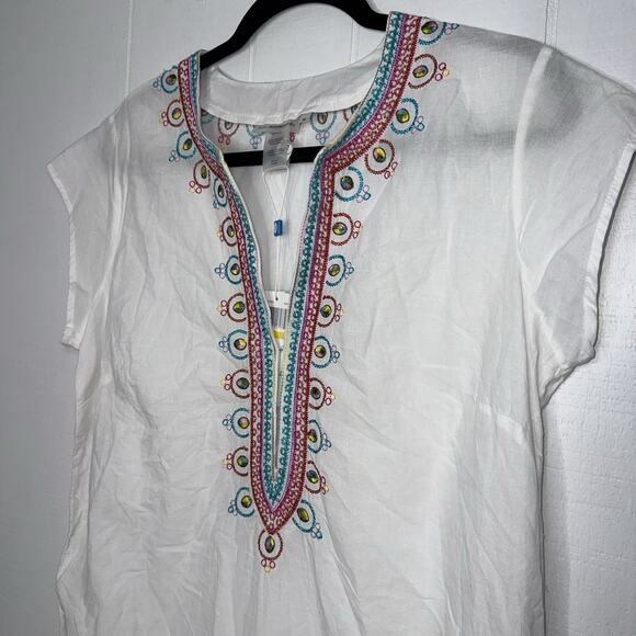 Bleu Rod Beattie Women’s Embroidered Swim Coverup White Size Medium NWT - Picture 3 of 5